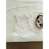 Flor Blanca PequeñaTraje de Baño de una Pieza Blanco con Estampado Floral, Corte Ajustado, Estilo Vacacional, Look de Verano Puro y Atractivo