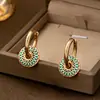 Conjunto de Joyería de Lujo Ligero con Patrón de Flor de Margarita Pintada Retro Europeo y Americano Transfronterizo, Collar y Pendientes de Moda Simples Personalizados