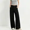 Jeans de hochet de pierna ancha estilo americano color caqui para mujer, nuevos de verano de cintura alta, holgados, adelgazantes, con ribete de encaje, pantalones de hochet