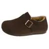 Sapatos de Algodão Quentes, Planos, com Solado Grosso, Forrados com Lã, Estilo Retrô para Mulheres, Novos Sapatos Birkenstock para o Inverno de 2026, Slip-On, Solado Macio
