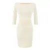Vestido de Tres Cuartos Off-Shoulder Atractivo y Caliente, Moda Femenina Otoño Temprano 2026 Estilo Nuevo, Vestido Bodycon Elegante que Ceñe la Cintura y Adelgaza
