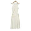 Q137-25 primavera nuevo estilo europeo y americano costuras plisado cintura figura U cuello sin mangas chaleco falda vestido