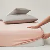 Sábana bajera de algodón puro de 100 hilos, protector de colchón de color liso simple, funda de cama a prueba de polvo de una sola pieza que cubre toda la cama