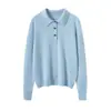Nuevo Suéter de Cachemir 100% Puro para Mujer Otoño e Invierno, Tejido de Cuello Polo, Capa Base de Color Sólido de Manga Larga, Suéter Cálido