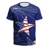 Roupas Transfronteiriças Primavera e Verão 2024 Dia da Independência dos EUA Roupas Esportivas Masculinas Camiseta Estampada Digital de Manga Curta Roupas para Casal