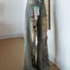 Jeans de pierna ancha acampanados rasgados estilo retro americano para mujer, pantalones sueltos de cintura alta para primavera/verano hasta el suelo