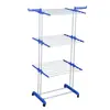 Estante de Secado de Ropa Multifuncional de Doble Barra de Pie Transfronterizo, Estante de Toallas Móvil de Tres Niveles, Estante de Secado Plegable y Telescópico en Forma de Ala