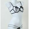 Noite lingerie sexy de três pontos sexy sutiã push-up com aro de aço de três pontos roupa íntima aberta conjunto de três pontos de duas peças flor solúvel em água