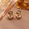 Brincos de Pérola de Cristal Quadrados Cor de Champanhe para Mulheres, Design de Nicho, Brincos Elegantes e Exquisitos, Versáteis para o Dia a Dia
