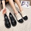 X7 Huidong Yixin Daxia 2025 Primavera y Otoño Nuevo Estilo Pequeña Fragancia Punta Redonda Mocasines Zapatos Individuales para Mujer Zapatos Pequeños de Cuero Mujer