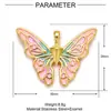 Estilo Pintura al Óleo Jardín de Monet Acero de Titanio Accesorios para Pendientes DIY Mujeres Mariposas Flores Joyería de Acero Inoxidable Colgante de Collar