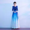 Novo Vestido de Veludo para Performance Coral Feminino, Vestido Longo para Adultos, Estudantes, Meia-Idade e Idosos, Vestido de Performance para Recitação em Competição