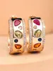 Ear Cuff Retro Europeo de Colores en Forma de C Dorado Multi-capa Incrustado con Zirconia de Colores Pendientes