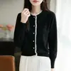 Tejidos Primavera 2026 Cuello Redondo Encaje Fábrica al por Mayor Estilo Coreano Abrigo Abotonado Nuevo Suéter Cardigan para Mujer