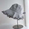 Sombrero de Pescador con Volantes a Cuadros y Pico de Pato Japonés para Mujer, Verano, Elegante, Versátil, Adelgazante de Rostro, Sombrero de Sol con Tela de Sombra, Moderno