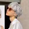 Peluca de Venta Caliente Transfronteriza Europea y Americana 2025 Gris Plateado Cabello Corto de Mujer Naturalmente Esponjoso Fibra Química Natural Peluca Completa para la Cabeza