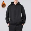 Sudadera nueva con forro de polar, gruesa, con capucha, ropa exterior cálida casual para hombre, moderna y elegante, corte holgado, top versátil