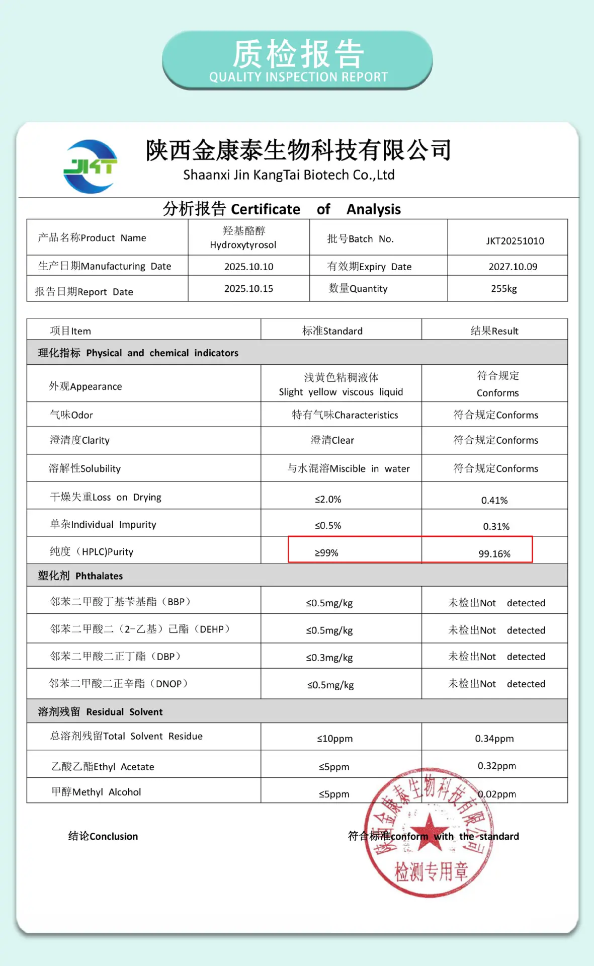 羟基络醇98%质检海报