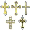 Colgante de Corazón con Cruz de Diamantes de Puntos Dorados en Aleación de Zinc Cadena Creativa Casera para Suéter Accesorios de Joyería