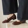 Solado Silencioso Lavável Couro de Vaca Confortável para o Trabalho Mary Jane Sapatos Outono 2026 Salto Grosso Baixo Bico Redondo Couro Genuíno Sapatos Femininos
