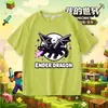 Camiseta infantil de manga corta de Minecraft con Creeper, Steve y Dragón del End, top de algodón 100% para niños
