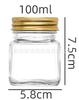 Venta directa en stock botella cuadrada transparente sellada para miel, mermelada, salsa de chile, tarro doméstico engrosado para almacenamiento de alimentos con tapa de aluminio