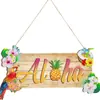 Rattanview Decoración de Fiesta Hawaiana Aloha Colgante de Madera para Fiesta Suministros para Fiesta Cartel de Puerta Decoración Colgante