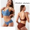Conjunto de Sutiã, Costas Bonitas Femininas, Sutiã de Tamanho Grande, Sem Aro, Sutiã Triângulo Push-Up Lingerie, Conjunto de Duas Peças