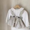 Camiseta estilo ins coreano + combinación de tirantes ropa para niños bebés niños y niñas top con cuello de volantes para bebé mameluco floral con tirantes