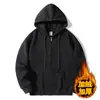 Cardigan com Capuz Di Fu Algodão Forrado com Lã Hoodie Hoodie com Capuz Cor Sólida Suporta Zíper Bidirecional Versátil Fornecimento de Comércio Exterior Transfronteiriço Tendência