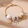 Pulsera de cuentas de resina con flores de dibujos animados de venta cruzada europea y americana, joyería de aleación con colgante de cuentas DIY Panjia al por mayor