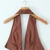 Moda Femenina Nueva Estilo Europeo y Americano Primavera y Verano Sexy Chica Caliente Escote Profundo Halter con Lunares Flock