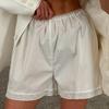 2025 Novo Estilo de Verão Renda Branco Puro Shorts Largos para Mulheres com Design e Elegante Casual Europeu e Americano Transfronteiriço para o Dia a Dia