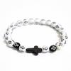 Joyería Transfronteriza Europea y Americana Pulsera Cruzada Pulsera con Forma de Cruz de Resina Lo Más Vendido en Temu para Hombres y Mujeres Cuentas Negras y Blancas