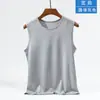 Chaleco de Malla de Seda de Hielo para Hombre Hombro Ancho Cuello Redondo Sin Mangas Secado Rápido Transpirable Camiseta Interior Deportiva Camiseta de Tirantes de Baloncesto para Hombre