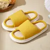 Pantuflas de Lino para Primavera y Verano para Mujeres y Hombres Pareja Zapatos de Casa de Interior Color Caramelo Pantuflas de Piso para las Cuatro Estaciones Pantuflas de Algodón y Lino