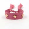Pulseira da amizade com rebite de estrela de cinco pontas, pulseira de fita fluorescente, simples, personalidade, borla, corda de mão multicolorida