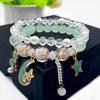 Estilo coreano calcedônia joias pulseira feminina pipoca pedra cristal pérola anel sereia cauda pingente pulseira namoradas joias moda