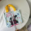 Bolsa de Lona Bolsa de Lona con Dibujo de Oso Bolso Versátil Bolsa para Lonchera Bolso Sencillo Bolsa para Oficinista