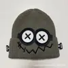 Versión Coreana del Nuevo Gorro de Lana Divertido y Lindo de Robot con Fallos para Mujer Otoño e Invierno Gorro de Punto Cálido Gorro de Lana para Estudiante