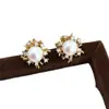 Pendientes de Perla con Fuegos Artificiales de Estilo Único Japonés y Coreano con Circonita Microincrustada, Lujo Ligero, Elegantes, Diseño Único, Pendientes Versátiles