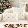 Funda de Almohada Popular Navideña Transfronteriza con Lazo Navideño y Bordado de Estrella de Cinco Puntas, Cojín para Sofá, Funda de Almohada para Decoración del Hogar
