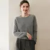 Suéter de gola redonda espesso 100% caxemira pura para mulheres, outono e inverno, malha casual fashion solta, camisa base de tricô para mulheres