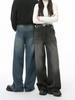 MTLCLOTHES Ropa para Hombre Invierno Nuevo Patrón Lavado Americano vibe Pierna Ancha Tubo Recto Desgastado Jeans Blancos
