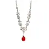 "Deusa do Luar" Colar Francês Super Flash Vermelho com Strass Nicho Moda de Luxo Leve Corrente de Clavícula de Alta Qualidade para Mulheres