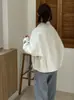 Abrigo de Lana Grueso y Acogedor de Doble Cara para Invierno 2026 con Cuello de Solapa y Cremallera, Chaqueta de Lana Holgada Estilo Motero con Cuello Alto