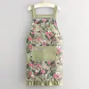 Elegante delantal de estilo pastoral, hecho de algodón de bambú transpirable y duradero, con correas ajustables, adecuado para uso en la cocina, cocinar y trabajos de catering