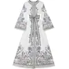 Vestido Midi com Estampa Boêmia de Comércio Exterior Europeu e Americano 2026 Venda Direta da Fábrica de Roupas Femininas Europeias e Americanas