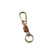 Chaveiro Tecido de Couro Genuíno Vintage Feito à Mão Fecho Lagosta Argola de Chave de Metal Pingente para Bolsa Masculina Acessórios DIY