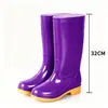 Botas de Chuva Femininas de Cano Alto e Salto Baixo para Primavera e Verão, Sapatos de Borracha Femininos Impermeáveis e Antiderrapantes, Botas de Chuva Longas de Cano Alto para Cozinha, Sapatos de Trabalho Femininos